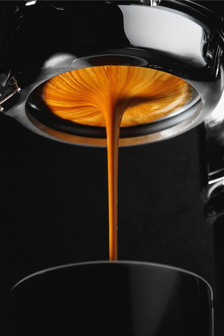Rich espresso extraction photographed close up