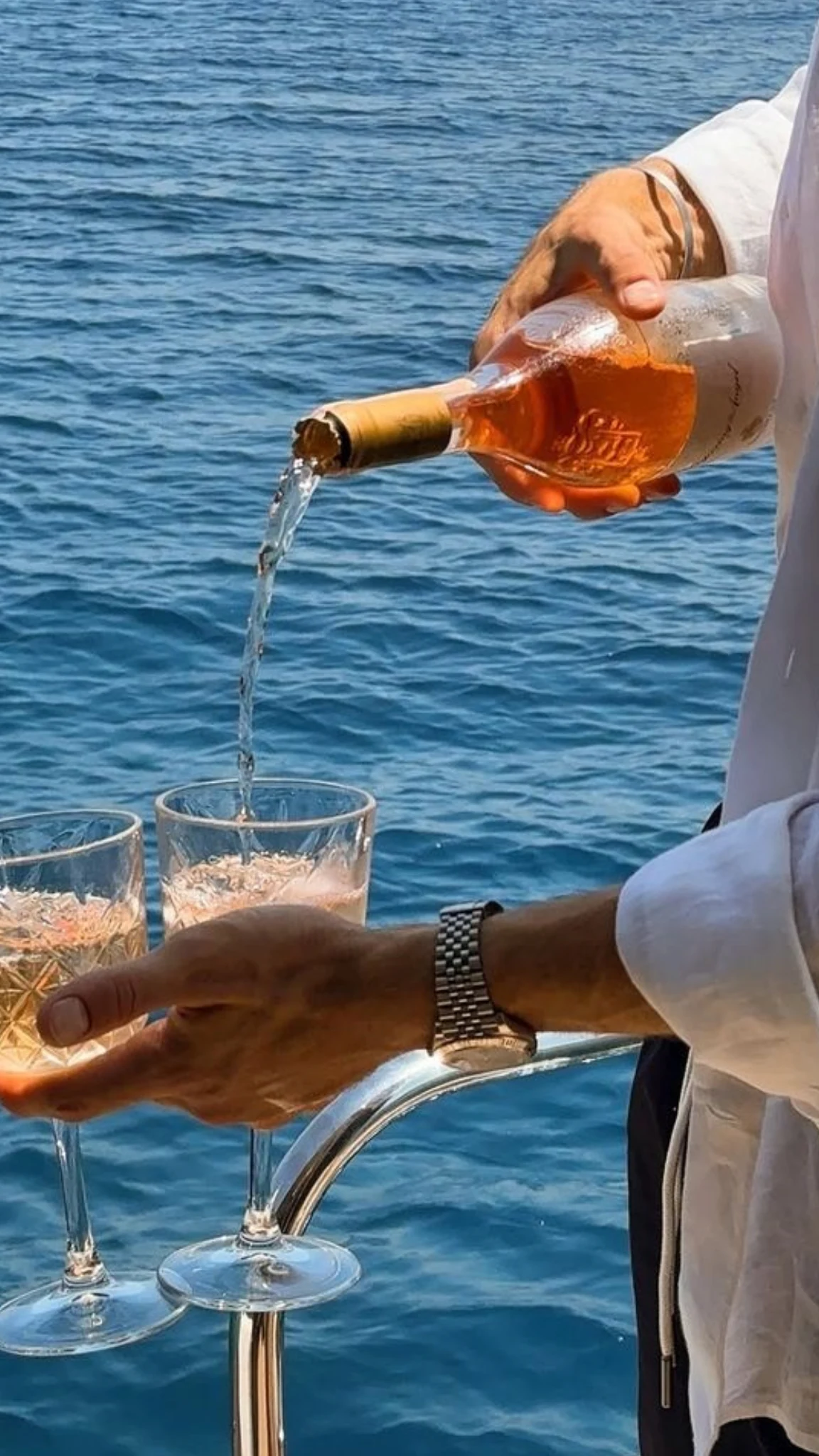 Rosé wine service on the Mediterranean at Isola di San Pietro in Sardinia