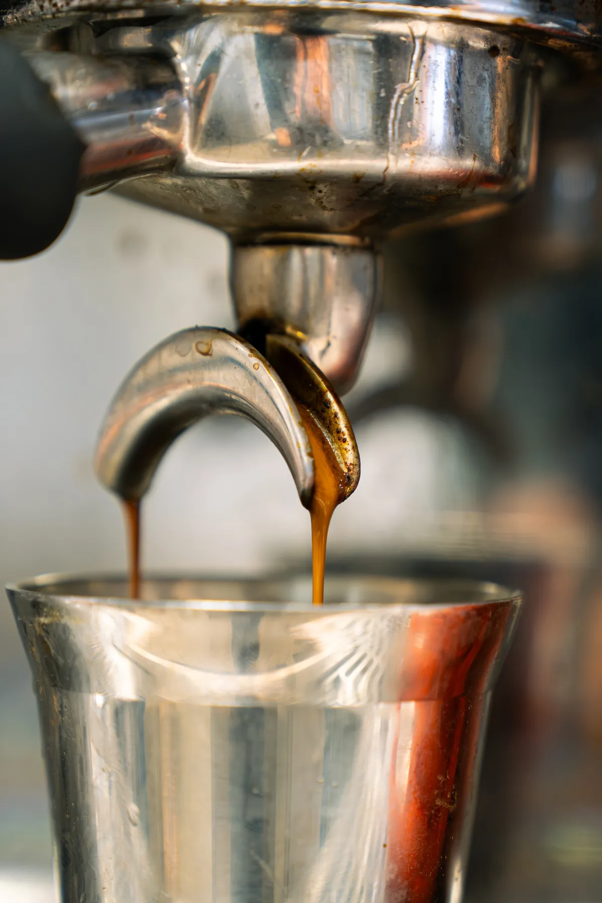 Espresso flowing from the coffee machine at Jimmys in Ballina
