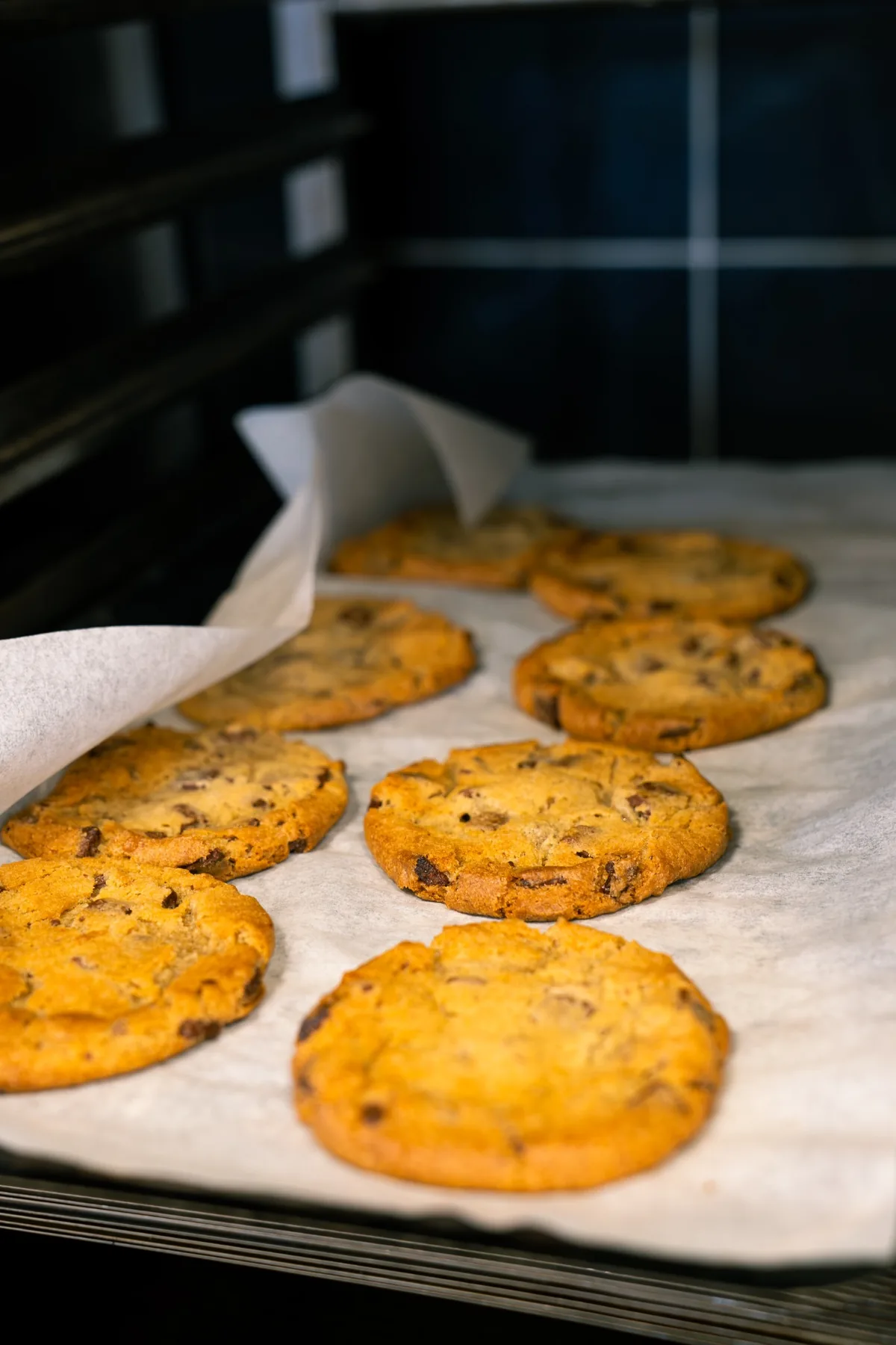 Fresh chocolate chip cookies at Jimmys bakery counter