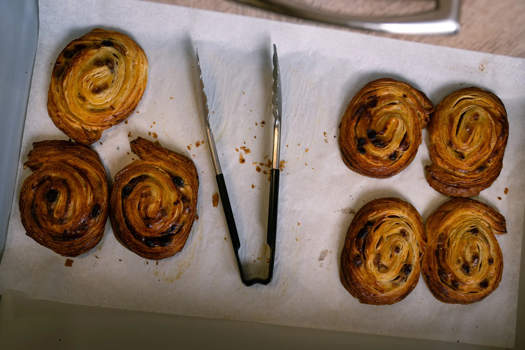 Fresh pain aux raisins pastries at Jimmys bakery